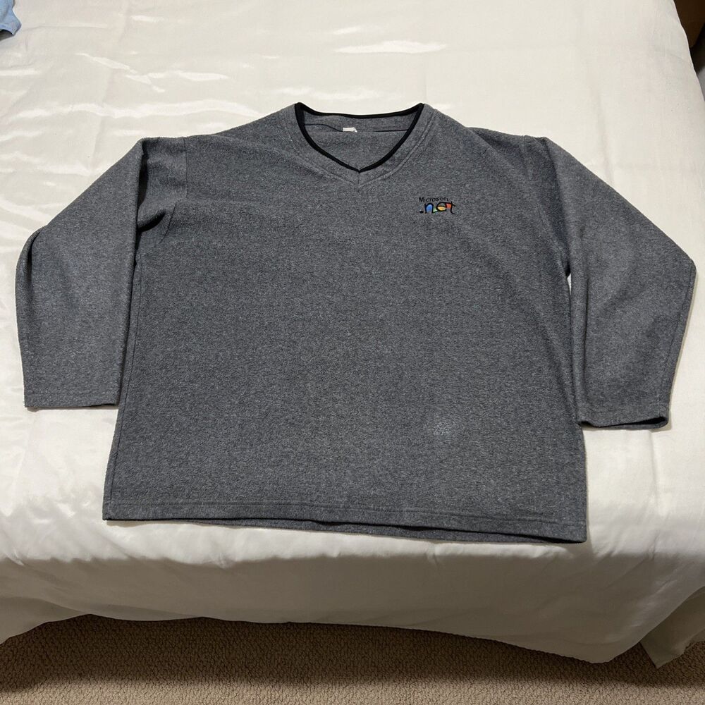 Vintage 90s Y2K Microsoft.net Sweatshirt Gray Size XL Made In USA Microsoft
